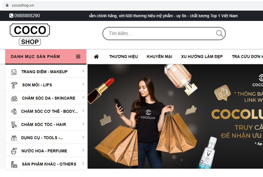 Mỹ phẩm Coco Shop dựa vào cơ sở nào để quảng cáo dịch vụ top 1 Việt Nam