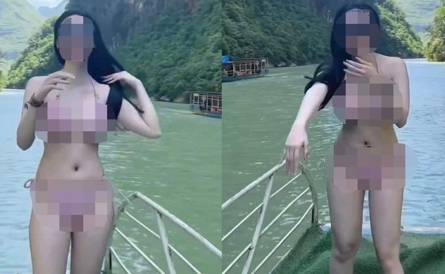 Hà Giang Nữ du khách mặc bikini gây tranh cãi trên sông Nho Quế