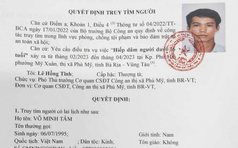 Truy tìm người liên quan vụ “Hiếp dâm người dưới 16 tuổi”