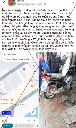 Công an thông tin vụ người phụ nữ bị đe dọa, ép trả tiền tại quán sửa xe ở quận Đống Đa