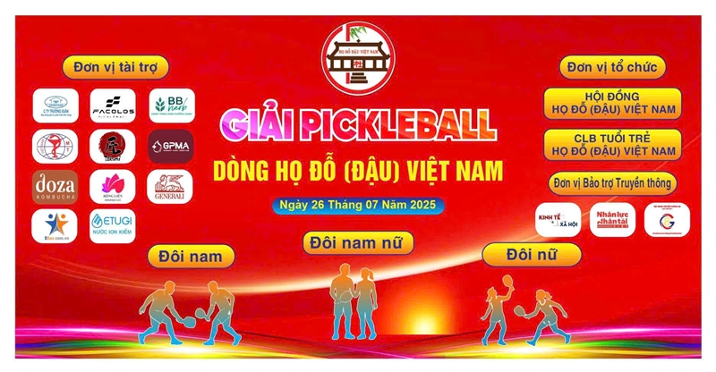 Giải Pickleball họ Đỗ Đậu lần đầu tiên Nơi kết nối gia đình, khơi dậy đam mê