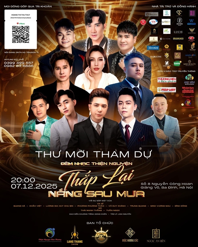 Dàn sao V-Pop đình đám hội tụ tại Đêm nhạc Thiện nguyện Thắp Lại Nắng Sau Mưa