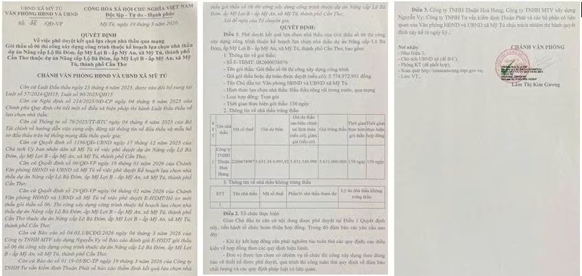 Xã Mỹ Tú Công ty Thuận Hòa Hưng “độc diễn” gói thầu lộ giao thông hơn 5,6 tỷ đồng