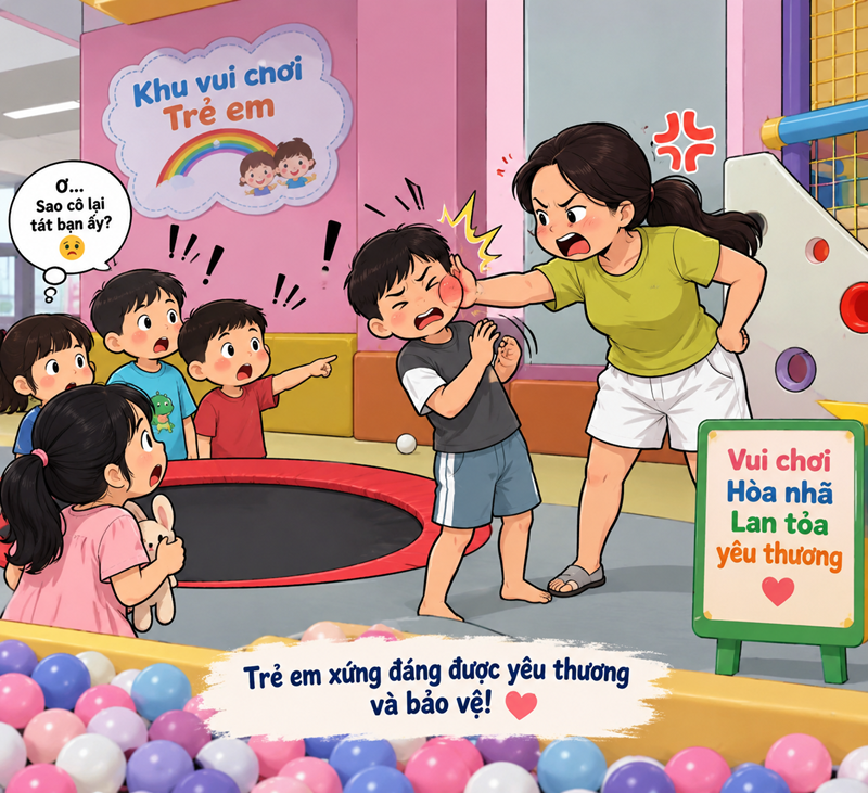 Tuyên Quang Bé trai 8 tuổi bị người phụ nữ tát tại khu vui chơi, gia đình đề nghị làm rõ